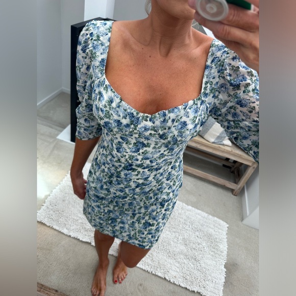 Cotton Candy LA blue & green long sleeve ruffle mini dress formal wedding NWT M - Picture 4 of 13